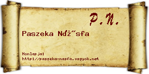Paszeka Násfa névjegykártya